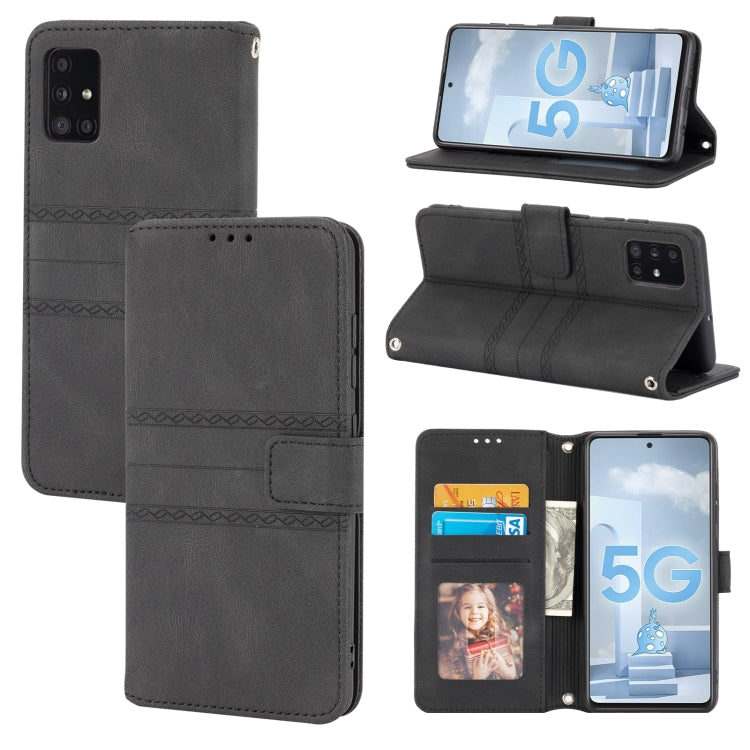 Embossed Striped Magnetic Buckle PU + TPU Horizontal Flip Leather Case with Holder & Card Slot & Wallet & Photo Frame & Sling, For Samsung Galaxy S20 FE 5G, For Samsung Galaxy S21 5G, For Samsung Galaxy S21+ 5G, For Samsung Galaxy S21 Ultra 5G         ...