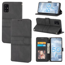 Load image into Gallery viewer, Embossed Striped Magnetic Buckle PU + TPU Horizontal Flip Leather Case with Holder &amp; Card Slot &amp; Wallet &amp; Photo Frame &amp; Sling, For Samsung Galaxy S20 FE 5G, For Samsung Galaxy S21 5G, For Samsung Galaxy S21+ 5G, For Samsung Galaxy S21 Ultra 5G         ...