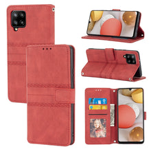 Load image into Gallery viewer, Embossed Striped Magnetic Buckle PU + TPU Horizontal Flip Leather Case with Holder &amp; Card Slot &amp; Wallet &amp; Photo Frame &amp; Sling, For Samsung Galaxy A71, For Samsung Galaxy A12 5G, For Samsung Galaxy A22 4G, For Samsung Galaxy A22 5G                      ...