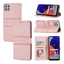 Load image into Gallery viewer, Embossed Striped Magnetic Buckle PU + TPU Horizontal Flip Leather Case with Holder &amp; Card Slot &amp; Wallet &amp; Photo Frame &amp; Sling, For Samsung Galaxy A71, For Samsung Galaxy A12 5G, For Samsung Galaxy A22 4G, For Samsung Galaxy A22 5G                      ...