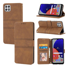 Load image into Gallery viewer, Embossed Striped Magnetic Buckle PU + TPU Horizontal Flip Leather Case with Holder &amp; Card Slot &amp; Wallet &amp; Photo Frame &amp; Sling, For Samsung Galaxy A71, For Samsung Galaxy A12 5G, For Samsung Galaxy A22 4G, For Samsung Galaxy A22 5G                      ...