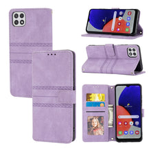 Load image into Gallery viewer, Embossed Striped Magnetic Buckle PU + TPU Horizontal Flip Leather Case with Holder &amp; Card Slot &amp; Wallet &amp; Photo Frame &amp; Sling, For Samsung Galaxy A71, For Samsung Galaxy A12 5G, For Samsung Galaxy A22 4G, For Samsung Galaxy A22 5G                      ...
