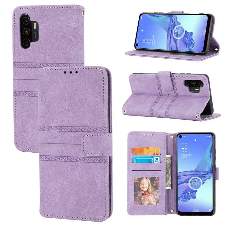 Embossed Striped Magnetic Buckle PU + TPU Horizontal Flip Leather Case with Holder & Card Slot & Wallet & Photo Frame & Sling, For Samsung Galaxy A71, For Samsung Galaxy A12 5G, For Samsung Galaxy A22 4G, For Samsung Galaxy A22 5G                      ...