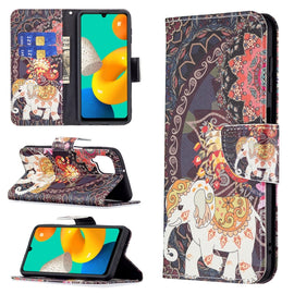 Colored Drawing Horizontal Flip Leather Case with Holder & Card Slots & Wallet, For Samsung Galaxy M32