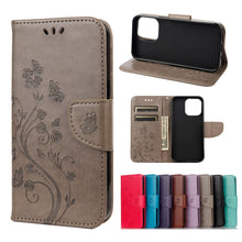 Load image into Gallery viewer, Butterfly Flower Pattern Horizontal Flip Leather Case with Holder &amp; Card Slots &amp; Wallet, For Samsung Galaxy A03s 164mm, For iPhone 13 mini, For iPhone 13, For iPhone 13 Pro, For iPhone 13 Pro Max