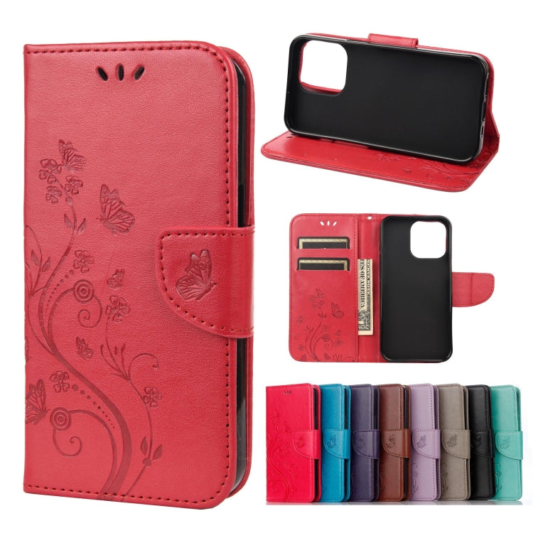 Butterfly Flower Pattern Horizontal Flip Leather Case with Holder & Card Slots & Wallet, For Samsung Galaxy A03s 164mm, For iPhone 13 mini, For iPhone 13, For iPhone 13 Pro, For iPhone 13 Pro Max