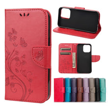Load image into Gallery viewer, Butterfly Flower Pattern Horizontal Flip Leather Case with Holder &amp; Card Slots &amp; Wallet, For Samsung Galaxy A03s 164mm, For iPhone 13 mini, For iPhone 13, For iPhone 13 Pro, For iPhone 13 Pro Max