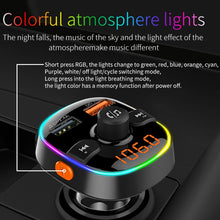 Load image into Gallery viewer, BC52 QC3.0 Fast Charging Car Colorful Atmosphere Light Bluetooth MP3 Player FM Transmitter, BC52