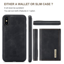 Load image into Gallery viewer, DG.MING M1 Series 3-Fold Multi Card Wallet + Magnetic Back Cover Shockproof Case with Holder Function, For iPhone X, For iPhone XS, For iPhone XS Max