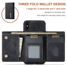 Load image into Gallery viewer, DG.MING M1 Series 3-Fold Multi Card Wallet + Magnetic Back Cover Shockproof Case with Holder Function, For iPhone X, For iPhone XS, For iPhone XS Max