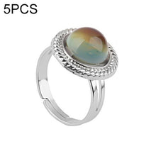 Load image into Gallery viewer, 5 PCS Temperature Sensitive Discoloration Adjustable Open Ring, Heart Gem, Straw Hat Sun Shield, Big Starfish, Big Heart Gem, Dolphin Holding Ball, Guitar, Plum Blossom Gem, Clover, Four-leaf Clover, Four-leaf Flower Gems, Sun Gem, Little Dinosaur, Faw...