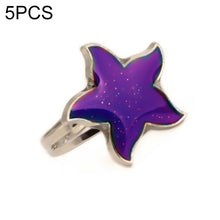 Load image into Gallery viewer, 5 PCS Temperature Sensitive Discoloration Adjustable Open Ring, Heart Gem, Straw Hat Sun Shield, Big Starfish, Big Heart Gem, Dolphin Holding Ball, Guitar, Plum Blossom Gem, Clover, Four-leaf Clover, Four-leaf Flower Gems, Sun Gem, Little Dinosaur, Faw...