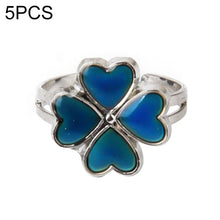 Load image into Gallery viewer, 5 PCS Temperature Sensitive Discoloration Adjustable Open Ring, Heart Gem, Straw Hat Sun Shield, Big Starfish, Big Heart Gem, Dolphin Holding Ball, Guitar, Plum Blossom Gem, Clover, Four-leaf Clover, Four-leaf Flower Gems, Sun Gem, Little Dinosaur, Faw...