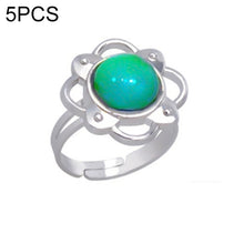 Load image into Gallery viewer, 5 PCS Temperature Sensitive Discoloration Adjustable Open Ring, Heart Gem, Straw Hat Sun Shield, Big Starfish, Big Heart Gem, Dolphin Holding Ball, Guitar, Plum Blossom Gem, Clover, Four-leaf Clover, Four-leaf Flower Gems, Sun Gem, Little Dinosaur, Faw...