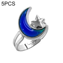 Load image into Gallery viewer, 5 PCS Temperature Sensitive Discoloration Adjustable Open Ring, Heart Gem, Straw Hat Sun Shield, Big Starfish, Big Heart Gem, Dolphin Holding Ball, Guitar, Plum Blossom Gem, Clover, Four-leaf Clover, Four-leaf Flower Gems, Sun Gem, Little Dinosaur, Faw...