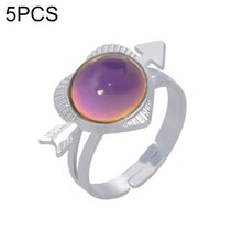 Load image into Gallery viewer, 5 PCS Temperature Sensitive Discoloration Adjustable Open Ring, Heart Gem, Straw Hat Sun Shield, Big Starfish, Big Heart Gem, Dolphin Holding Ball, Guitar, Plum Blossom Gem, Clover, Four-leaf Clover, Four-leaf Flower Gems, Sun Gem, Little Dinosaur, Faw...