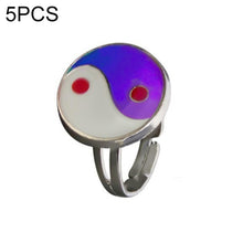 Load image into Gallery viewer, 5 PCS Temperature Sensitive Discoloration Adjustable Open Ring, Heart Gem, Straw Hat Sun Shield, Big Starfish, Big Heart Gem, Dolphin Holding Ball, Guitar, Plum Blossom Gem, Clover, Four-leaf Clover, Four-leaf Flower Gems, Sun Gem, Little Dinosaur, Faw...