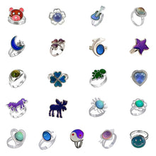 Load image into Gallery viewer, 5 PCS Temperature Sensitive Discoloration Adjustable Open Ring, Heart Gem, Straw Hat Sun Shield, Big Starfish, Big Heart Gem, Dolphin Holding Ball, Guitar, Plum Blossom Gem, Clover, Four-leaf Clover, Four-leaf Flower Gems, Sun Gem, Little Dinosaur, Faw...