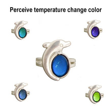 Load image into Gallery viewer, 5 PCS Temperature Sensitive Discoloration Adjustable Open Ring, Heart Gem, Straw Hat Sun Shield, Big Starfish, Big Heart Gem, Dolphin Holding Ball, Guitar, Plum Blossom Gem, Clover, Four-leaf Clover, Four-leaf Flower Gems, Sun Gem, Little Dinosaur, Faw...
