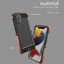 Load image into Gallery viewer, R-JUST Ironwood Man Shockproof Metal + Wood Bumper Protective Case, For iPhone 13, For iPhone 13 Pro, For iPhone 13 Pro Max