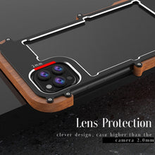 Load image into Gallery viewer, R-JUST Ironwood Man Shockproof Metal + Wood Bumper Protective Case, For iPhone 13, For iPhone 13 Pro, For iPhone 13 Pro Max