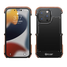 Load image into Gallery viewer, R-JUST Ironwood Man Shockproof Metal + Wood Bumper Protective Case, For iPhone 13, For iPhone 13 Pro, For iPhone 13 Pro Max