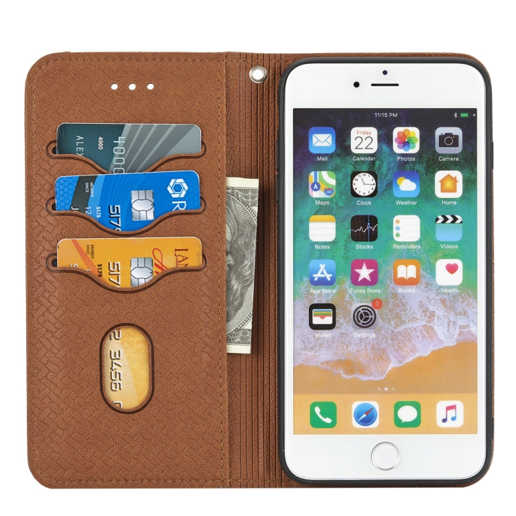Woven Texture Stitching Magnetic Horizontal Flip PU Leather Case with Holder & Card Slots & Wallet & Lanyard, For iPhone 8 Plus / 7 Plus, For iPhone 11, For iPhone 11 Pro, For iPhone 11 Pro Max, For iPhone 12 / 12 Pro, For iPhone 12 Pro Max            ...