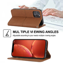 Load image into Gallery viewer, Woven Texture Stitching Magnetic Horizontal Flip PU Leather Case with Holder &amp; Card Slots &amp; Wallet &amp; Lanyard, For iPhone 13 Pro, For iPhone 13 Pro Max, For iPhone SE 2022 / SE 2020 / 8 / 7, For iPhone XR, For iPhone X / XS, For iPhone XS Max