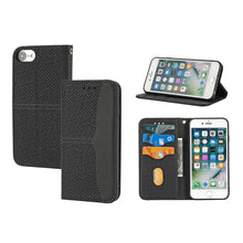 Load image into Gallery viewer, Woven Texture Stitching Magnetic Horizontal Flip PU Leather Case with Holder &amp; Card Slots &amp; Wallet &amp; Lanyard, For iPhone 13 Pro, For iPhone 13 Pro Max, For iPhone SE 2022 / SE 2020 / 8 / 7, For iPhone XR, For iPhone X / XS, For iPhone XS Max