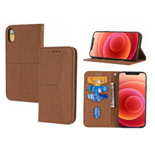 Load image into Gallery viewer, Woven Texture Stitching Magnetic Horizontal Flip PU Leather Case with Holder &amp; Card Slots &amp; Wallet &amp; Lanyard, For iPhone 13 Pro, For iPhone 13 Pro Max, For iPhone SE 2022 / SE 2020 / 8 / 7, For iPhone XR, For iPhone X / XS, For iPhone XS Max