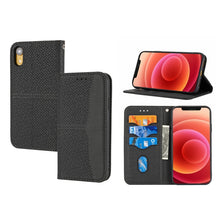 Load image into Gallery viewer, Woven Texture Stitching Magnetic Horizontal Flip PU Leather Case with Holder &amp; Card Slots &amp; Wallet &amp; Lanyard, For iPhone 13 Pro, For iPhone 13 Pro Max, For iPhone SE 2022 / SE 2020 / 8 / 7, For iPhone XR, For iPhone X / XS, For iPhone XS Max