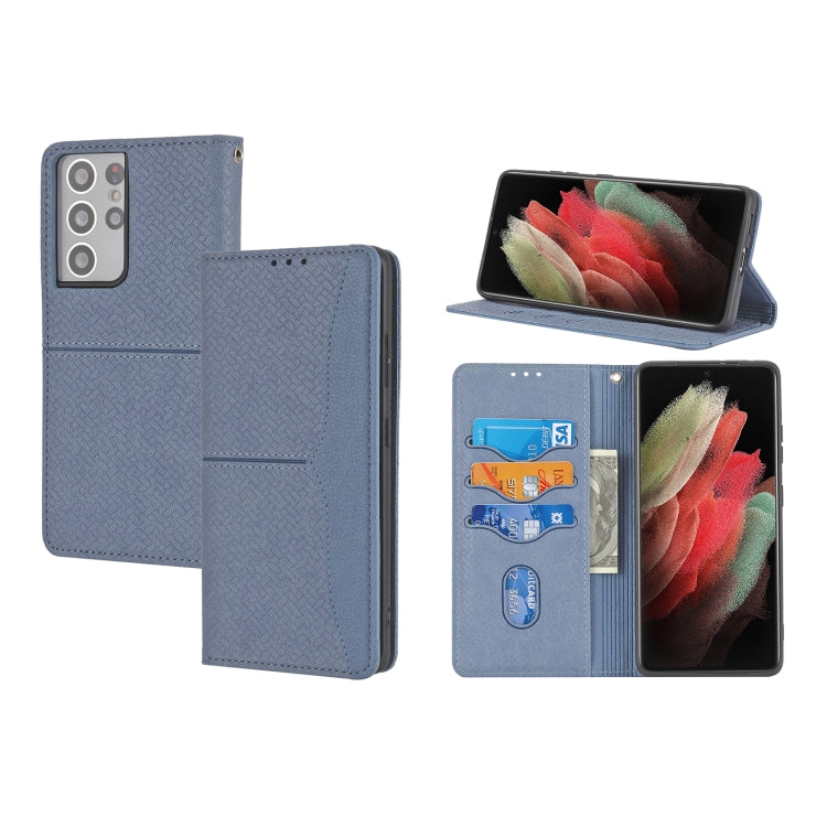 Woven Texture Stitching Magnetic Horizontal Flip PU Leather Case with Holder & Card Slots & Wallet & Lanyard, For Samsung Galaxy S21+ 5G, For Samsung Galaxy S21 Ultra 5G