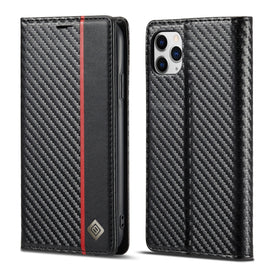 LC.IMEEKE Carbon Fiber PU + TPU Horizontal Flip Leather Case with Holder & Card Slot & Wallet, For iPhone 11, For iPhone 11 Pro, For iPhone 11 Pro Max, For iPhone 12 mini, For iPhone 12 / 12 Pro, For iPhone 12 Pro Max, For iPhone X / XS, For iPhone XR ...