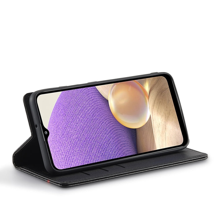 LC.IMEEKE Carbon Fiber PU + TPU Horizontal Flip Leather Case with Holder & Card Slot & Wallet For Samsung Galaxy A32 5G(Vertical Black)