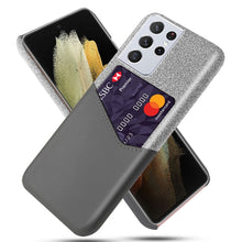 Load image into Gallery viewer, Cloth Texture PC + PU Leather Back Cover Shockproof Case with Card Slot, For Samsung Galaxy S21 Ultra 5G