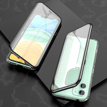 Load image into Gallery viewer, Ultra Slim Double Sides Magnetic Adsorption Angular Frame Tempered Glass Magnet Flip Case, For iPhone 11, For iPhone 11 Pro, For iPhone 11 Pro Max