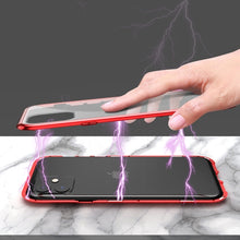 Load image into Gallery viewer, Ultra Slim Double Sides Magnetic Adsorption Angular Frame Tempered Glass Magnet Flip Case, For iPhone 11, For iPhone 11 Pro, For iPhone 11 Pro Max
