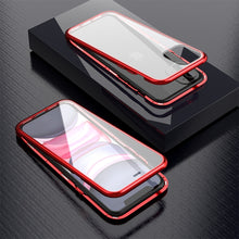 Load image into Gallery viewer, Ultra Slim Double Sides Magnetic Adsorption Angular Frame Tempered Glass Magnet Flip Case, For iPhone 11, For iPhone 11 Pro, For iPhone 11 Pro Max