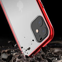 Load image into Gallery viewer, Ultra Slim Double Sides Magnetic Adsorption Angular Frame Tempered Glass Magnet Flip Case, For iPhone 11, For iPhone 11 Pro, For iPhone 11 Pro Max