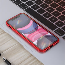 Load image into Gallery viewer, Ultra Slim Double Sides Magnetic Adsorption Angular Frame Tempered Glass Magnet Flip Case, For iPhone 11, For iPhone 11 Pro, For iPhone 11 Pro Max
