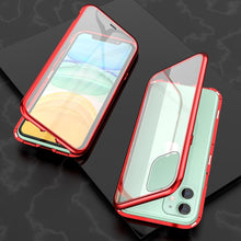 Load image into Gallery viewer, Ultra Slim Double Sides Magnetic Adsorption Angular Frame Tempered Glass Magnet Flip Case, For iPhone 11, For iPhone 11 Pro, For iPhone 11 Pro Max