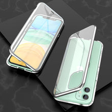 Load image into Gallery viewer, Ultra Slim Double Sides Magnetic Adsorption Angular Frame Tempered Glass Magnet Flip Case, For iPhone 11, For iPhone 11 Pro, For iPhone 11 Pro Max