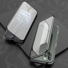 Load image into Gallery viewer, Ultra Slim Double Sides Magnetic Adsorption Angular Frame Tempered Glass Magnet Flip Case, For iPhone 11, For iPhone 11 Pro, For iPhone 11 Pro Max