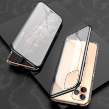 Load image into Gallery viewer, Ultra Slim Double Sides Magnetic Adsorption Angular Frame Tempered Glass Magnet Flip Case, For iPhone 11, For iPhone 11 Pro, For iPhone 11 Pro Max