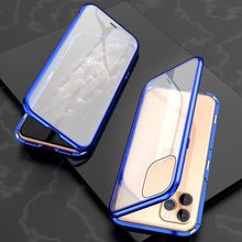 Load image into Gallery viewer, Ultra Slim Double Sides Magnetic Adsorption Angular Frame Tempered Glass Magnet Flip Case, For iPhone 11, For iPhone 11 Pro, For iPhone 11 Pro Max