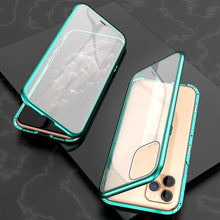 Load image into Gallery viewer, Ultra Slim Double Sides Magnetic Adsorption Angular Frame Tempered Glass Magnet Flip Case, For iPhone 11, For iPhone 11 Pro, For iPhone 11 Pro Max