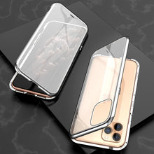 Load image into Gallery viewer, Ultra Slim Double Sides Magnetic Adsorption Angular Frame Tempered Glass Magnet Flip Case, For iPhone 11, For iPhone 11 Pro, For iPhone 11 Pro Max