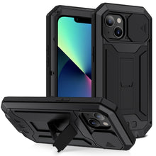 Load image into Gallery viewer, R-JUST Sliding Camera Shockproof Waterproof Dust-proof Metal + Silicone Protective Case with Holder, For iPhone 13 mini, For iPhone 13, For iPhone 13 Pro, For iPhone 13 Pro Max