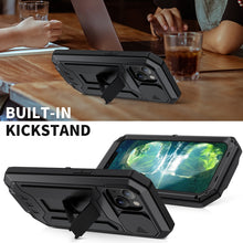 Load image into Gallery viewer, R-JUST Sliding Camera Shockproof Waterproof Dust-proof Metal + Silicone Protective Case with Holder, For iPhone 13 mini, For iPhone 13, For iPhone 13 Pro, For iPhone 13 Pro Max