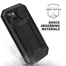 Load image into Gallery viewer, R-JUST Sliding Camera Shockproof Waterproof Dust-proof Metal + Silicone Protective Case with Holder, For iPhone 13 mini, For iPhone 13, For iPhone 13 Pro, For iPhone 13 Pro Max